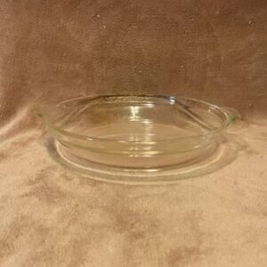 Vintage Fire King 9" Handled Glass Baking Pie Plate (#461)